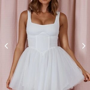 Selfie Leslie White Babydoll Mini Dress